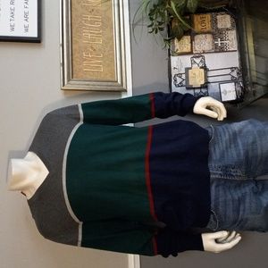 MERONA COLOR BLOCK LONG SLEEVE V NECK SWEATER